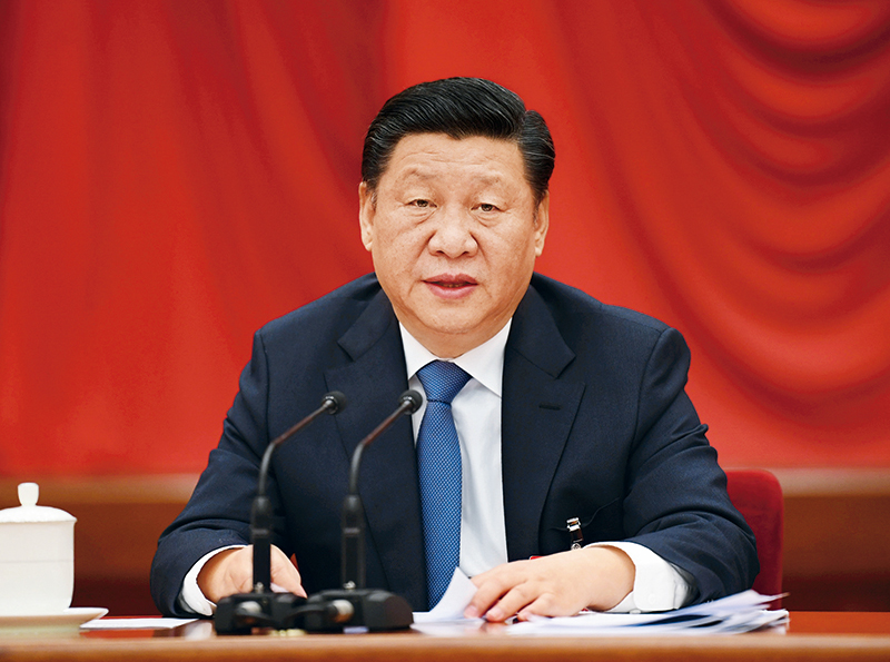 中国共产党第十九届中央委员会第二次全体会议,于2018年1月18日至19日在北京举行。中央委员会总书记习近平作重要讲话。 新华社记者 李学仁/摄